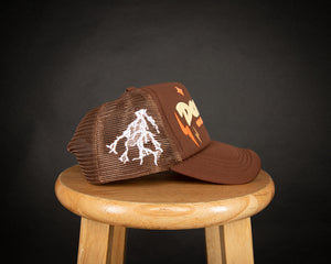 BROWN PUFF PRINT HAT